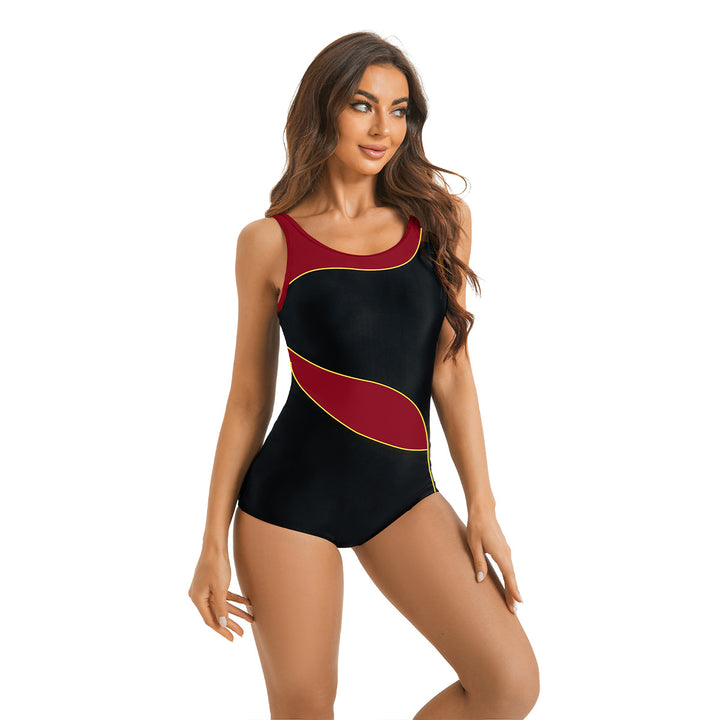 Women's sporty one-piece swimsuit with fashionable color accents Mune Fashion