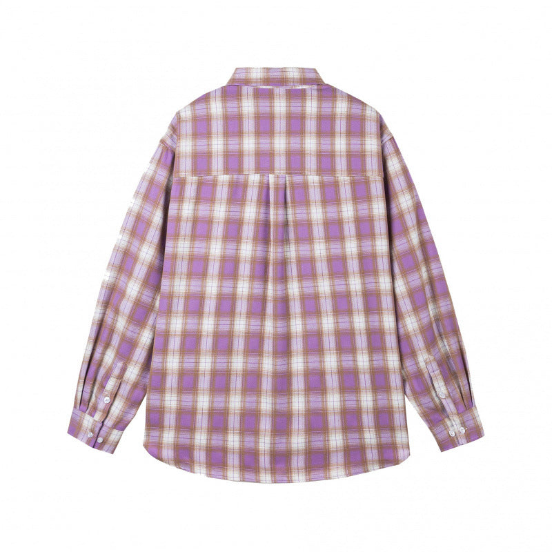 Women's Oversized Checked Flannel-Look Shirt with Rounded Hem and Chest Pocket Mune Fashion