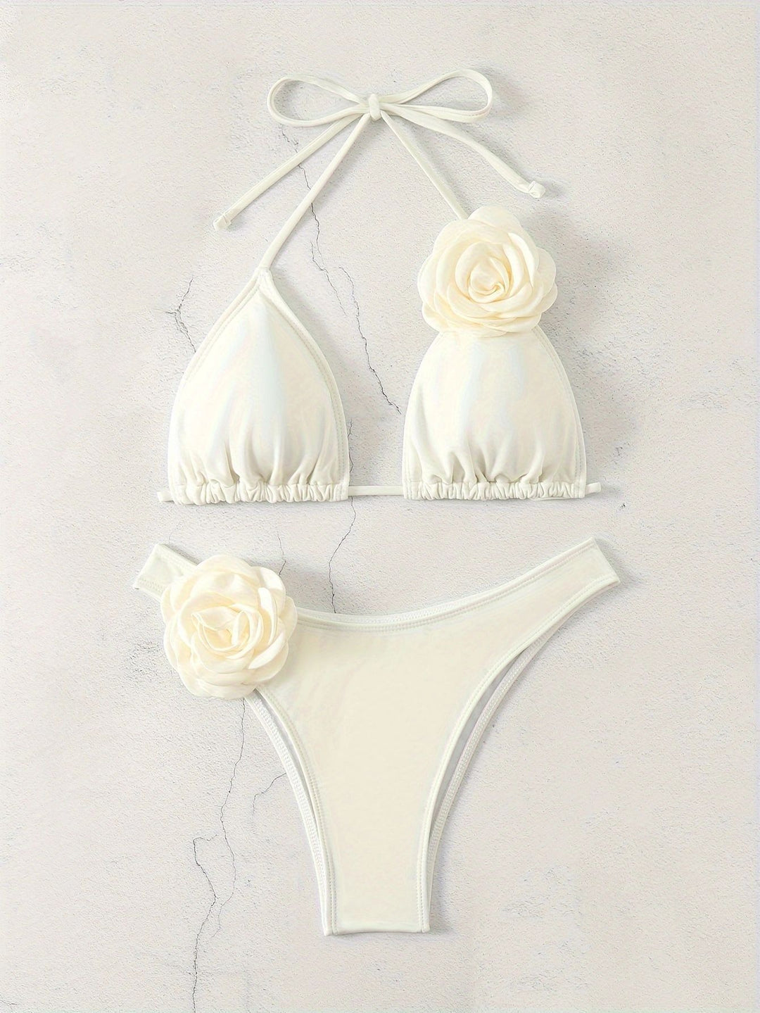 Women Sexy Triangle Bikini with Flower Details Mune Fashion