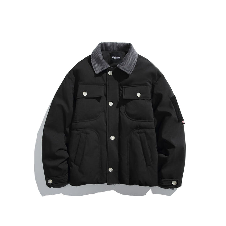 Men's insulated field jacket in workwear style with cord collar, elbow patches, and patch pockets Mune Fashion