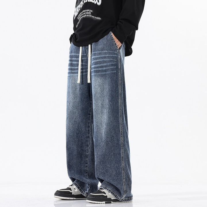 Men Comfortable and Casual Wide-Cut Jeans Mune Fashion