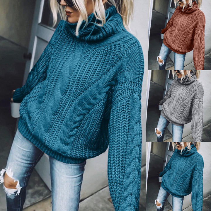 Women nan Oversized knitted sweater with chunky cable pattern and roll neck Mune Fashion