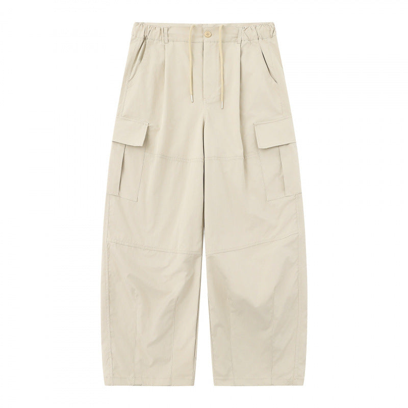 Men's loose-fitting cargo pants with high waistband, drawstring, and patch flap pockets Mune Fashion