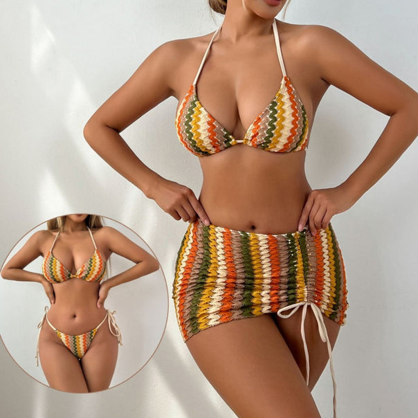 Women's Colorful Striped Bikini Set Mune Fashion