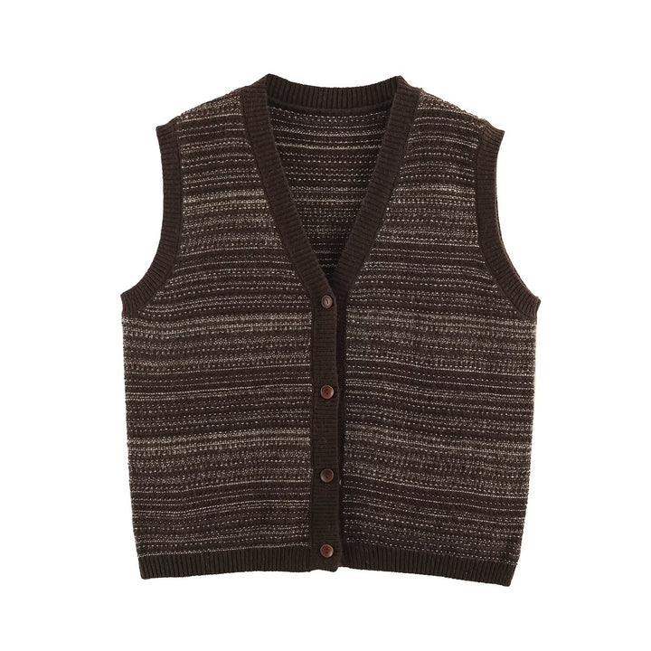 Men's Knitted Vest with V-Neck, Button Placket and Fine Textured Knit Mune Fashion