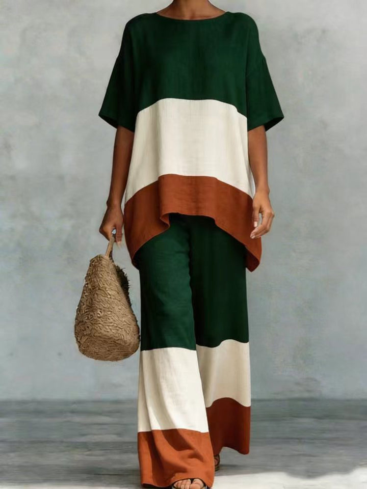 Women's Stylish and Casual Two-Piece Set with Geometric Design Mune Fashion