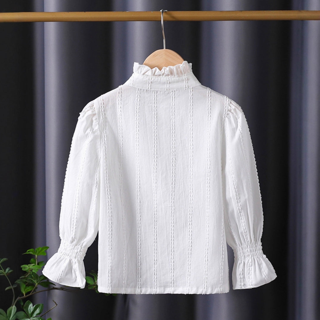 Girls Ruffle Blouse with Elegant Lace Accents Mune Fashion