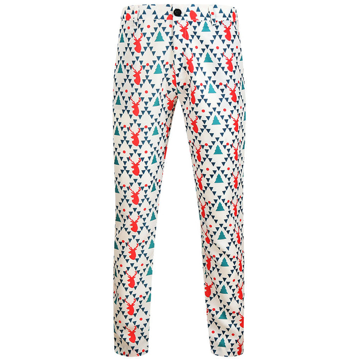 Men's Christmas Slim-Fit Chino Pants with Allover Santa Print and Stretch Comfort Mune Fashion