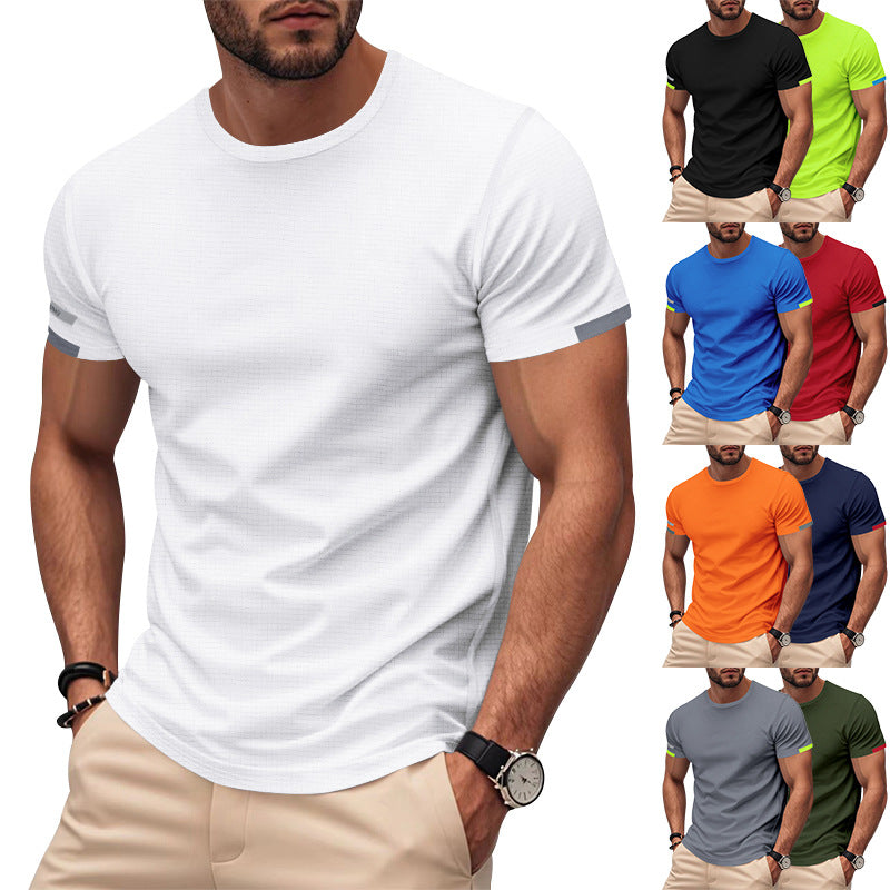 Men's nan athletic functional T-shirt with round neck, body-hugging stretch cut and contrasting sleeve hem Mune Fashion