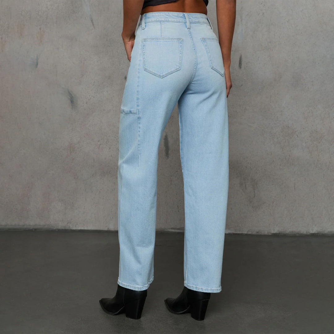 Women High-Waist Jeans in wide leg shape with side pocket Mune Fashion