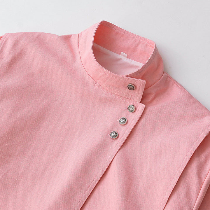 Women's cropped jacket in boxy cut with funnel collar and asymmetric button placket Mune Fashion