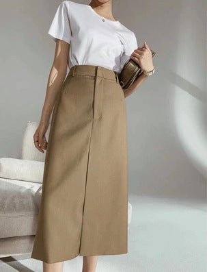 Women Elegant Midi Skirt with High Waist Mune Fashion