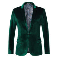 Men's tailored velvet tuxedo jacket with satin lapels and single-button closure Mune Fashion