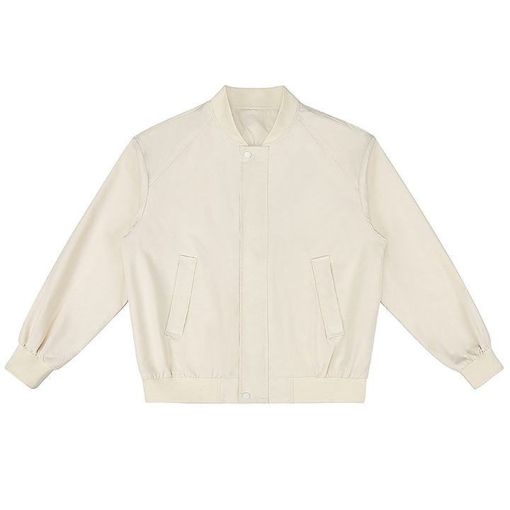 Women's Lightweight Bomber Jacket with Ribbed Hem, Snap Button Placket and Concealed Side Pockets Mune Fashion