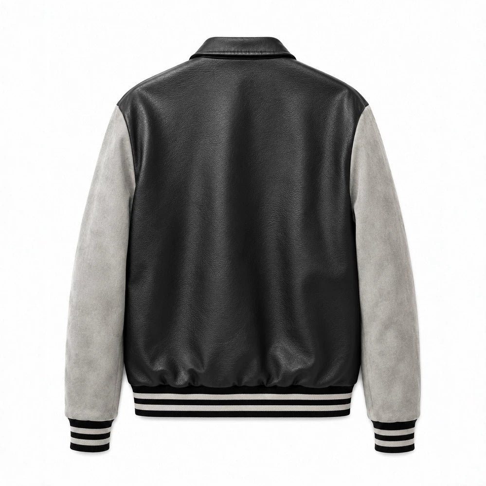Men's Fashion Faux Leather Bomber Jacket Mune Fashion