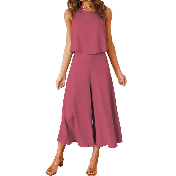 Women Airy Jumpsuit with Flowing Leg and Sleeveless Design Mune Fashion