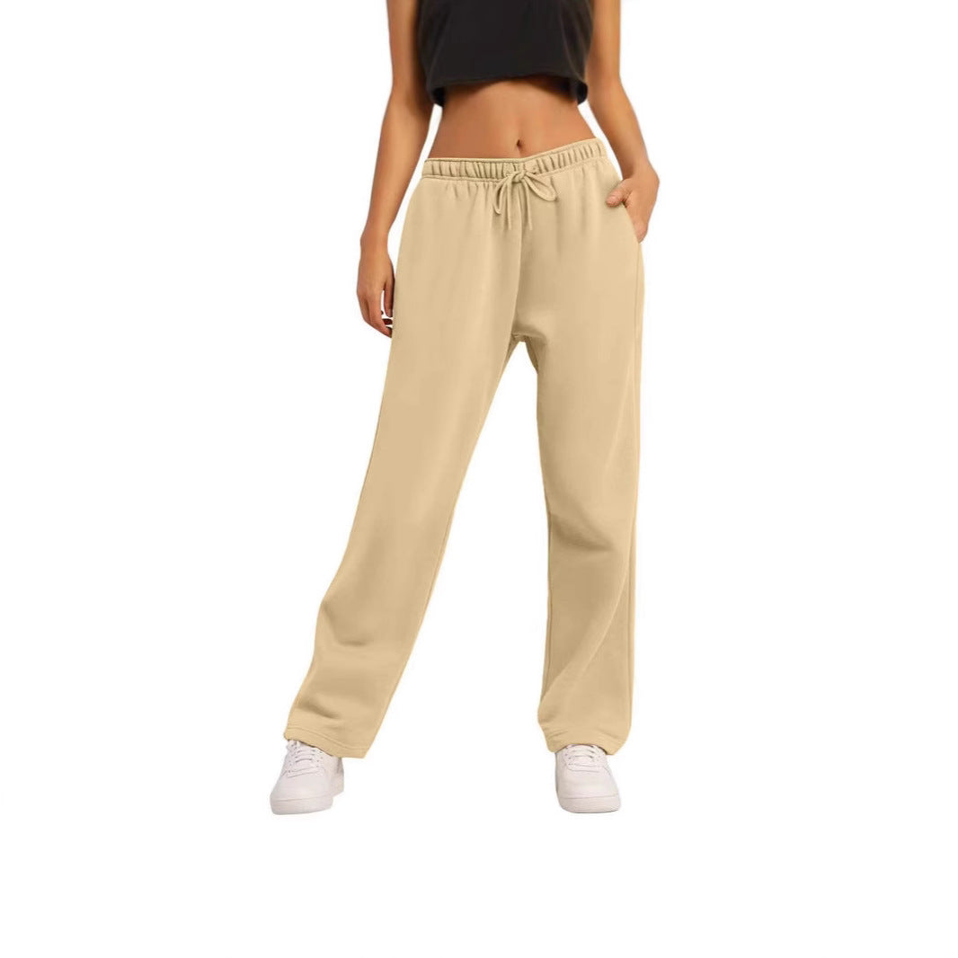 Women's wide High-Waist loungewear jogging pants with elastic waistband drawstring and side pockets Mune Fashion