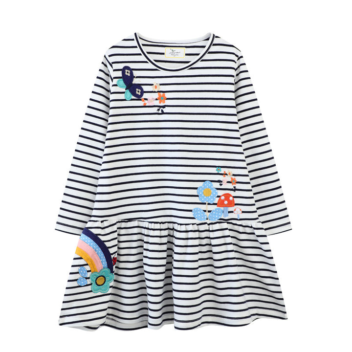 Girls casual dress with colorful embroidery Mune Fashion