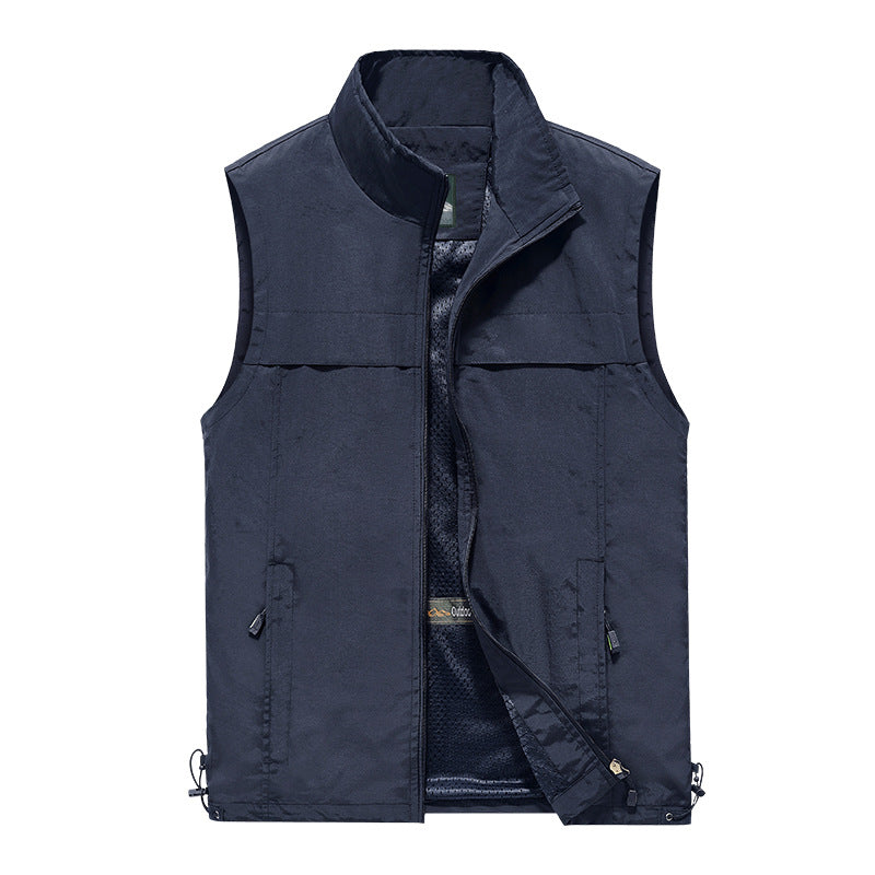 Men's lightweight windproof outdoor vest with stand-up collar and zipper pockets Mune Fashion