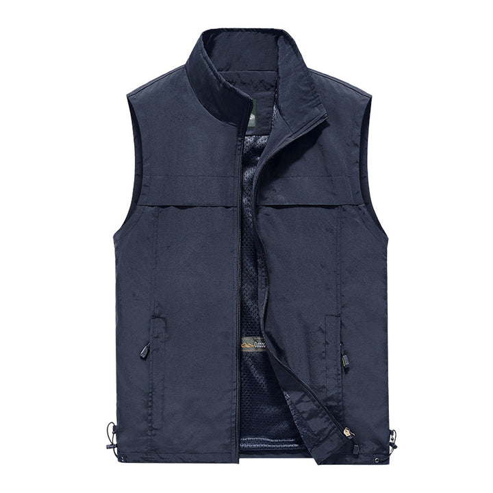 Men's lightweight windproof outdoor vest with stand-up collar and zipper pockets Mune Fashion