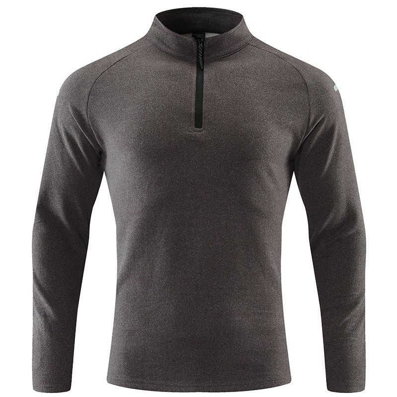 Men's Breathable Functional Long Sleeve Shirt with Stand-up Collar and Short Zipper Mune Fashion