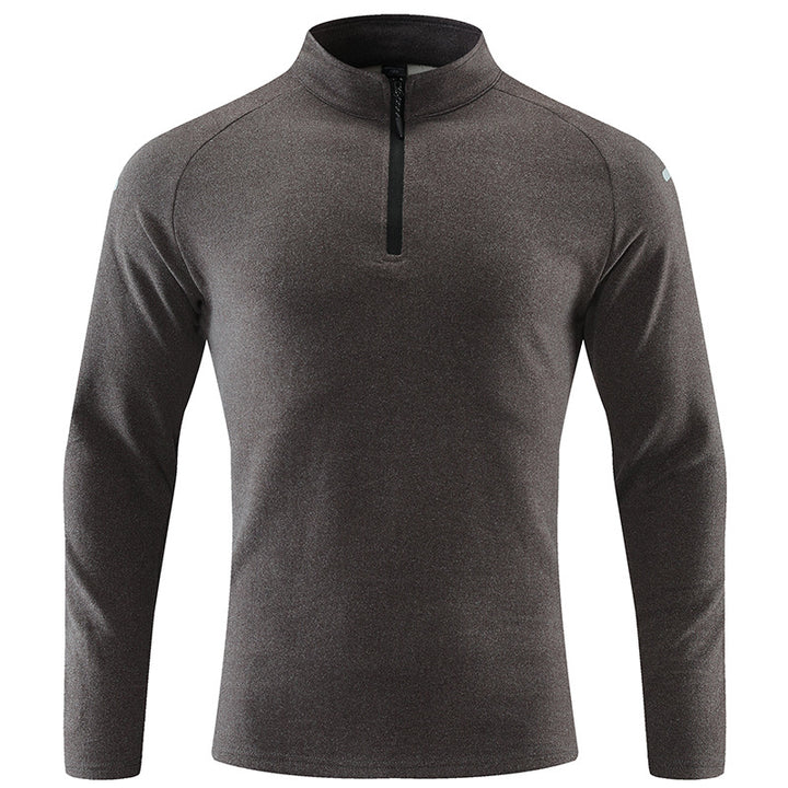 Men's Breathable Functional Long Sleeve Shirt with Stand-up Collar and Short Zipper Mune Fashion
