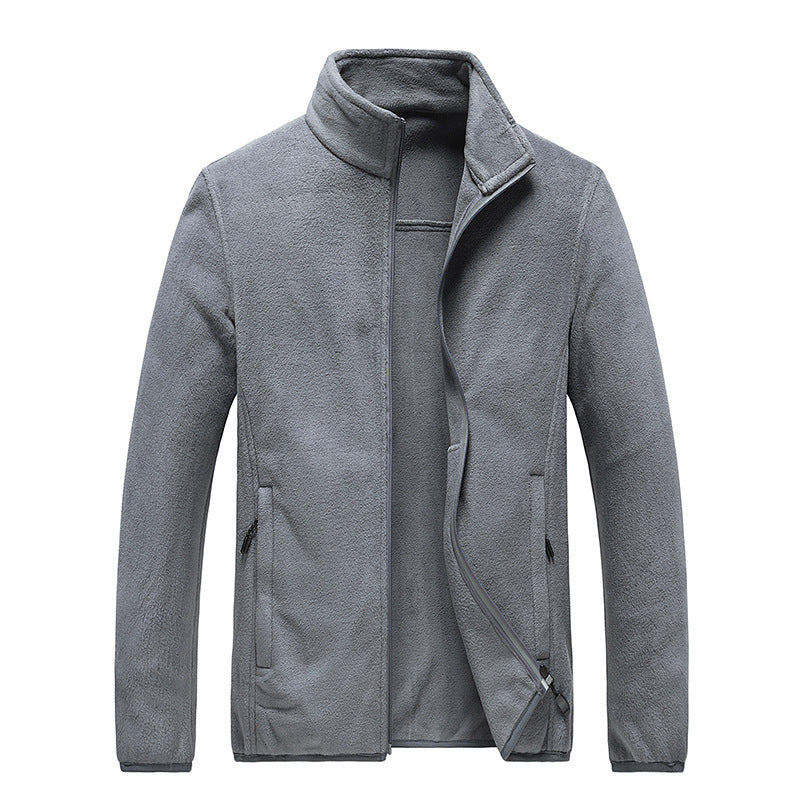 Men's fleece jacket with stand-up collar, full-length zipper and hidden pockets Mune Fashion