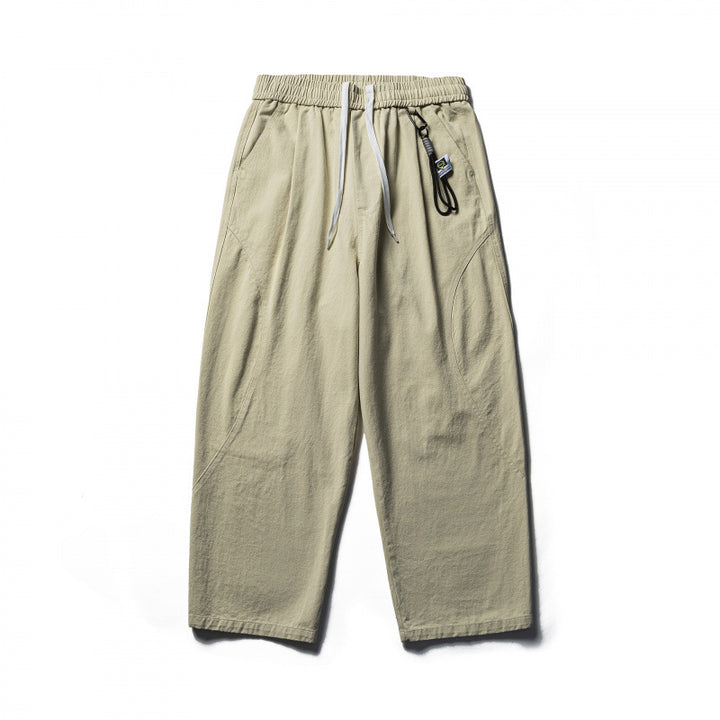 Unisex locker cut cropped leisure pants with elastic waistband, drawstring, and carabiner detail Mune Fashion