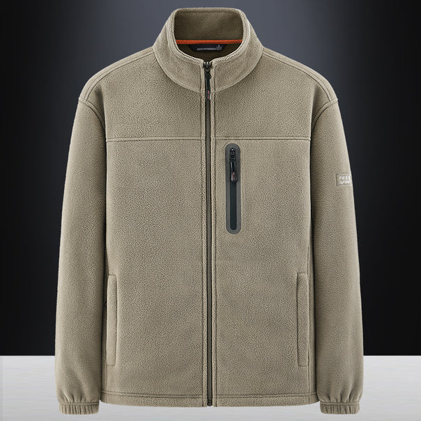 Men's fleece jacket with wind-resistant microfleece, welded chest zipper pocket, and elastic cuffs Mune Fashion