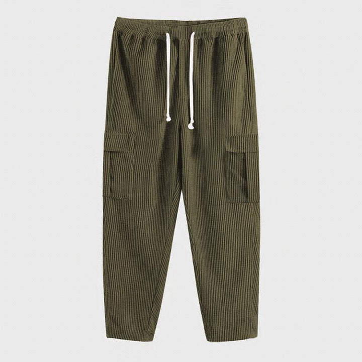 Men's Nano Cord Cargo Jogging Pants with Elastic Comfort Waistband, Drawstring, and Attached Cargo Pockets Mune Fashion