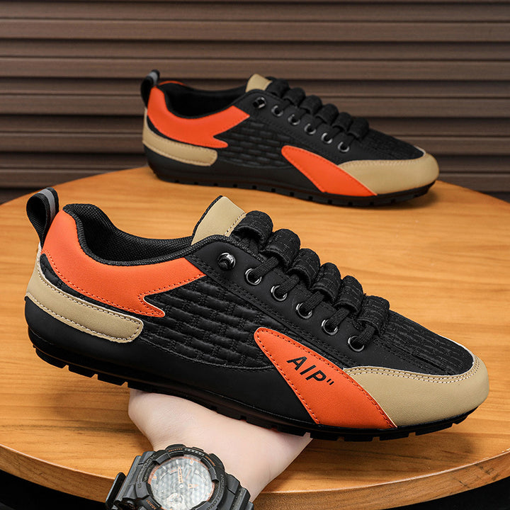 Men's Woven Low-Top Sneaker with Lightly Treaded Sole and Panel Details Mune Fashion
