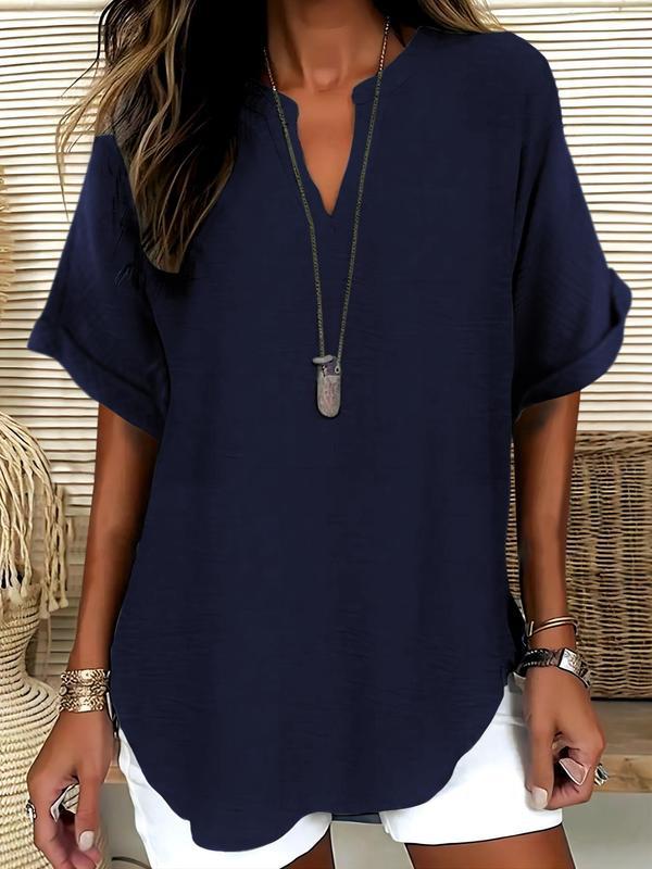 Ladies casual tunic with V-neck and wide-cut sleeves Mune Fashion