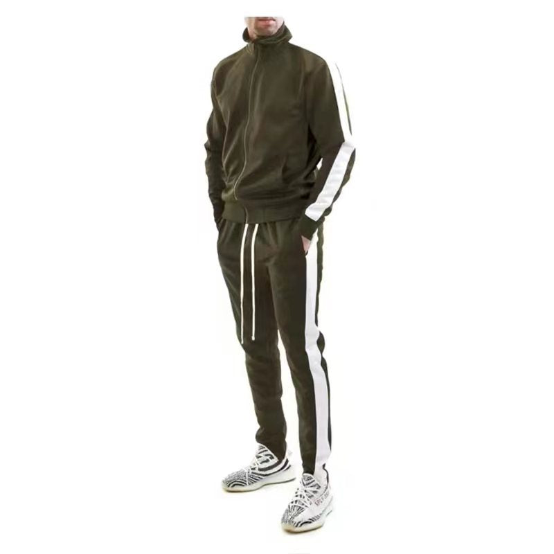 Men's slim training set with stand-up collar, zip jacket and fitted drawstring jogger Mune Fashion