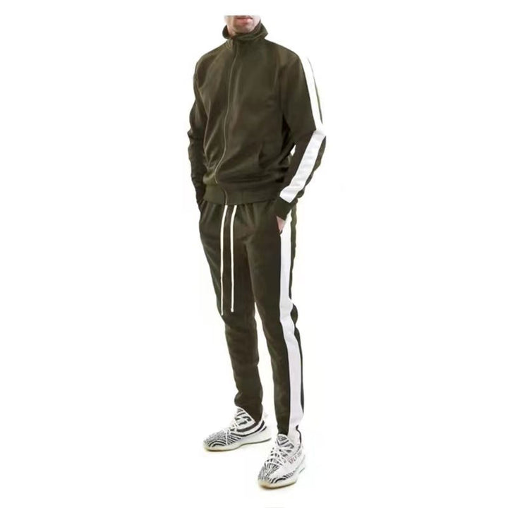 Men's slim training set with stand-up collar, zip jacket and fitted drawstring jogger Mune Fashion