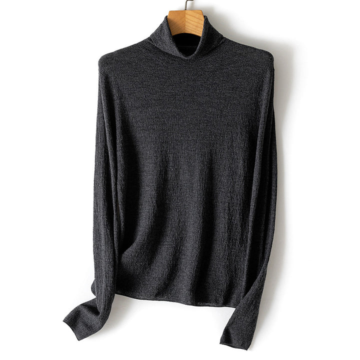 Women Fine Crinkle Turtleneck Sweater with Light Fall Mune Fashion