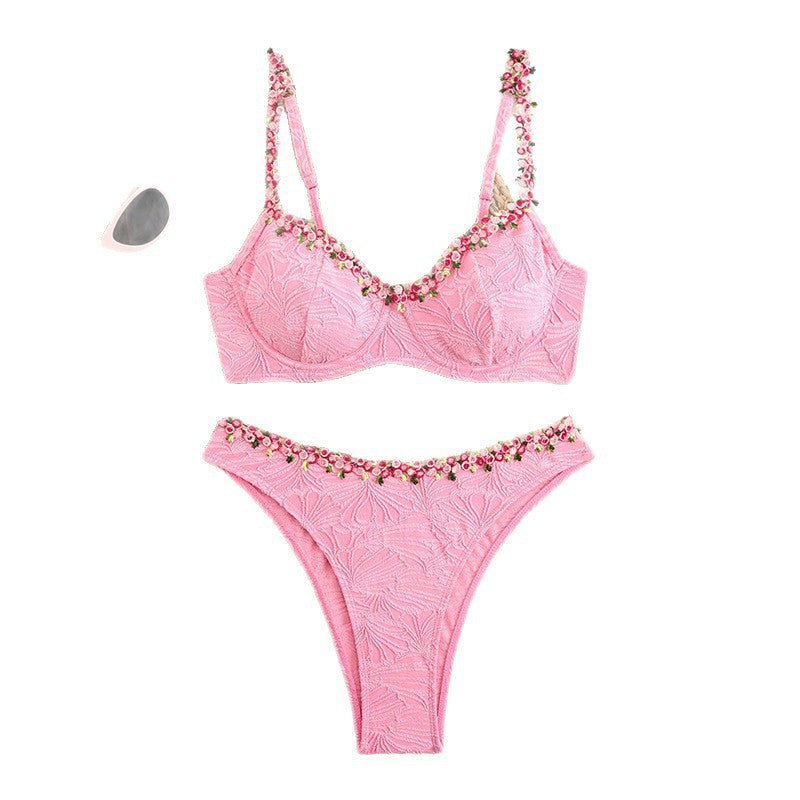 Women's bikini set with floral accent embroideries Mune Fashion