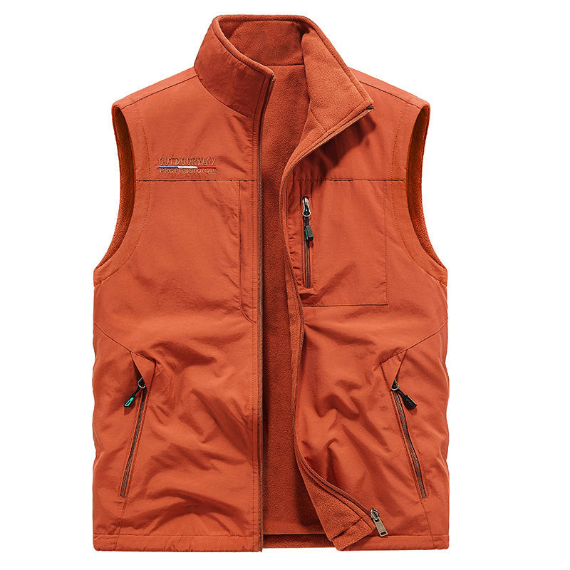 Men's Lightweight Thermo-Fleece Vest with Stand-Up Collar, Front Zipper and Side Pockets Mune Fashion