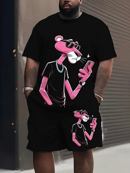 Men's casual leisure two-piece set with large smiley sunglasses print Mune Fashion