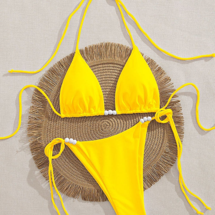 Women's triangle bikini with decorative pearl details Mune Fashion