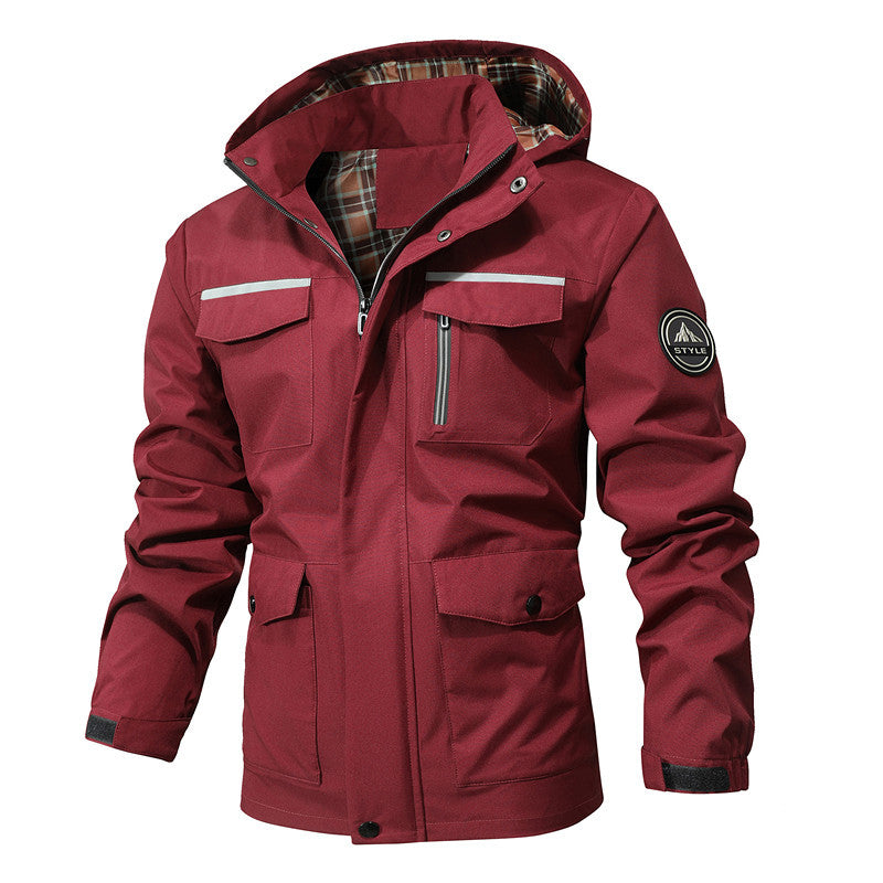 Men's outdoor field parka with water-repellent outer shell, checkered inner lining, and reflective details Mune Fashion