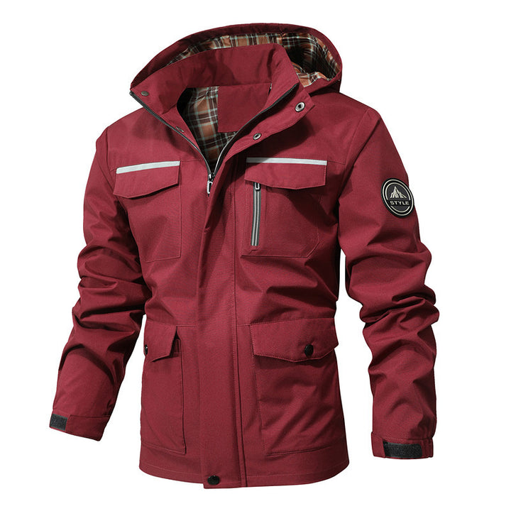 Men's outdoor field parka with water-repellent outer shell, checkered inner lining, and reflective details Mune Fashion