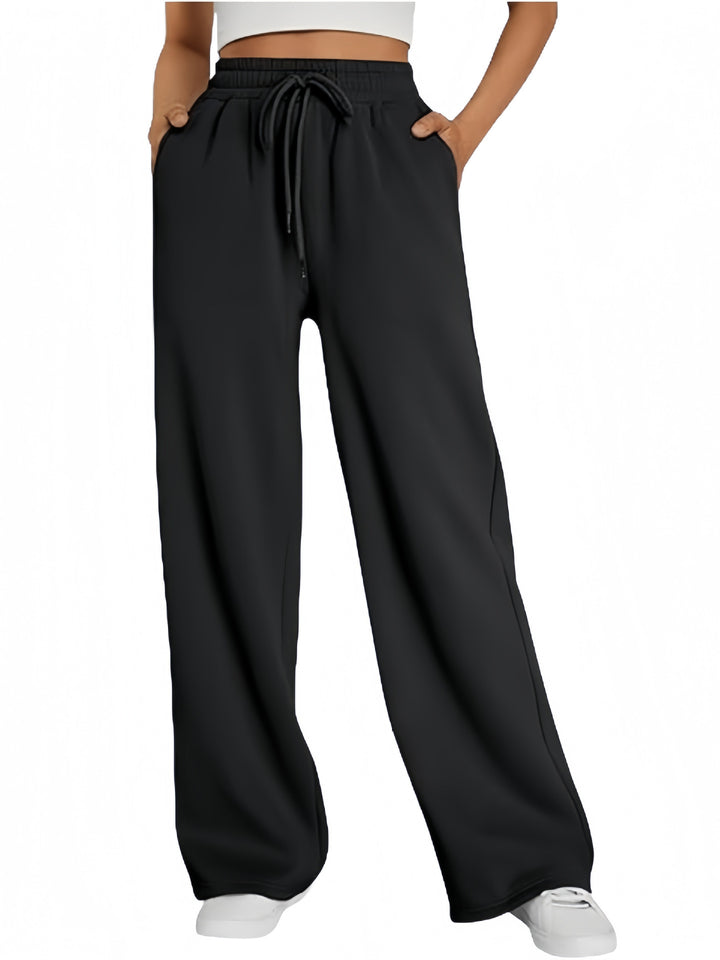 Ladies nan Palazzo lounge pants with high waist, elastic waistband, drawstring and deep side pockets Mune Fashion