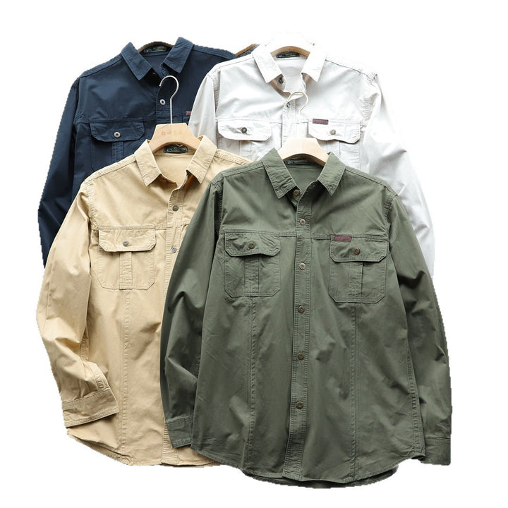 Men's shirt jacket made of cotton twill with chest flaps and button placket Mune Fashion