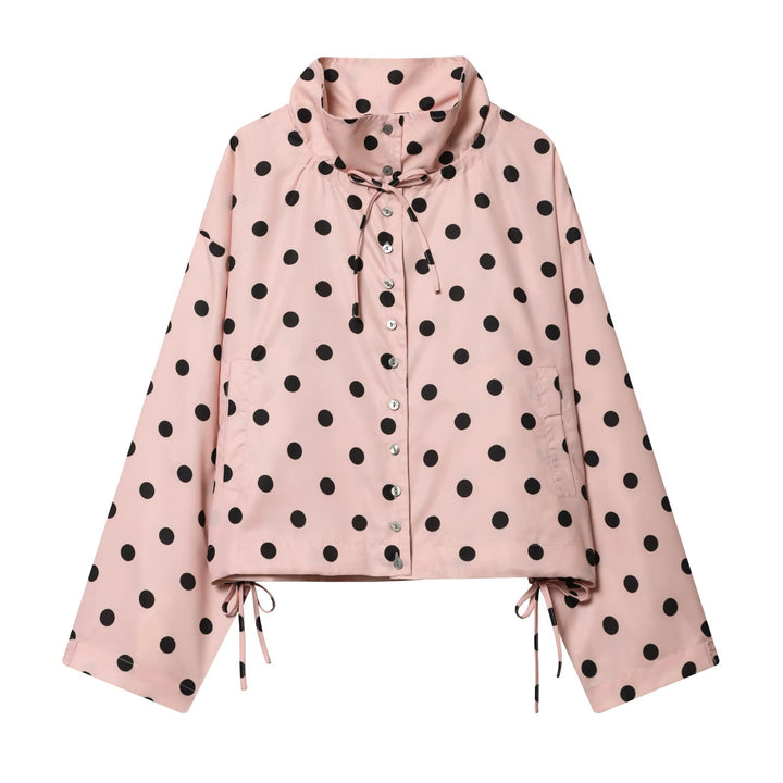 Women nan Cropped Anorak with Stand-up Collar, Drawstring Hem and Snap Button Placket Mune Fashion