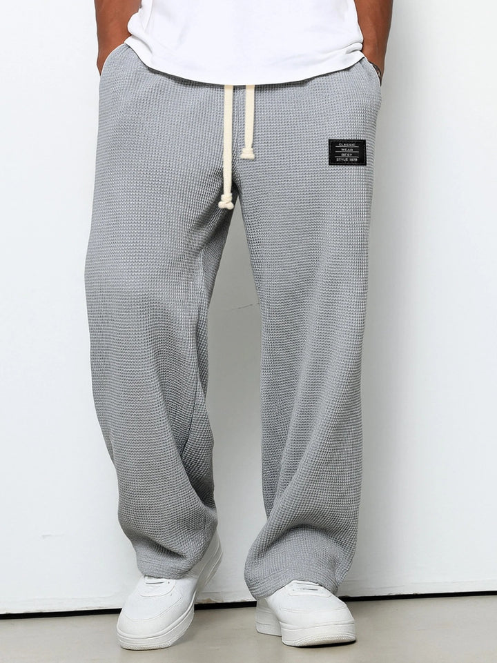 Men's Casual Waffle Texture Lounge Pants with Drawstring, Elastic Waistband and Loose Fit Mune Fashion