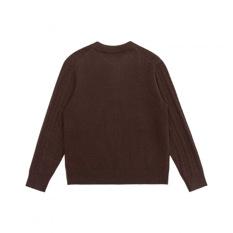 Men's Coarse Ribbed Half-Zip Sweater made of Merino-Mix with Stand-Up Collar Mune Fashion