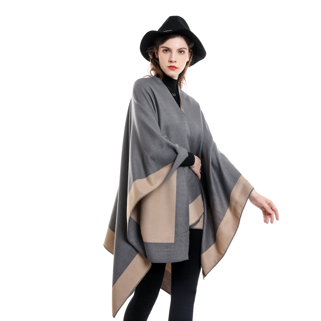 Women's Reversible Poncho made of fine Cashmere Blend Mune Fashion