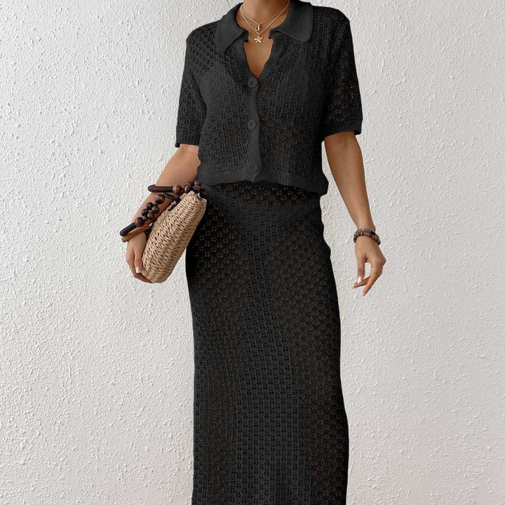 Women's airy knitted beach cover-up with elegant button placket Mune Fashion