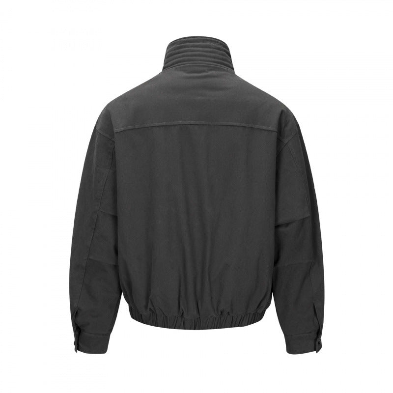 Men's short jacket in field look with reinforced stand-up collar, distinctive button placket and drawstring hem Mune Fashion
