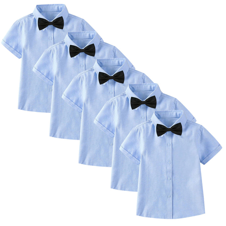 Women Short Sleeve Shirt Set with Tie and Bow Tie Mune Fashion
